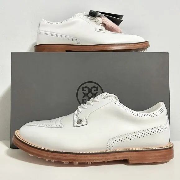 G/Fore Gallivanter Men’s Size 9.5 Perforated Brogue Snow Pink Brown Golf Shoes