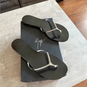 Giuseppe Zanotti Black Sandals with Silver Accents