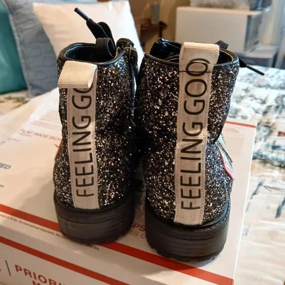 🌎GLITTER ankle boots excellent condition 3