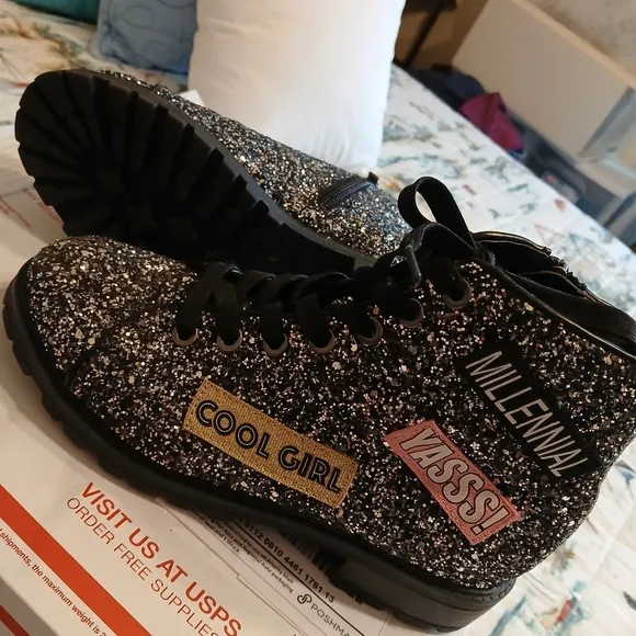 🌎GLITTER ankle boots excellent condition 3