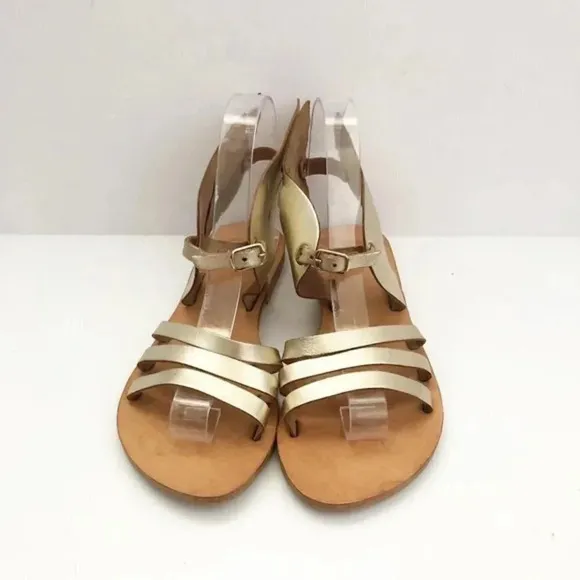 Gold Leather‎ Winged Greek Sandals Women’s Size 37 (US Women’s 6.5/7)