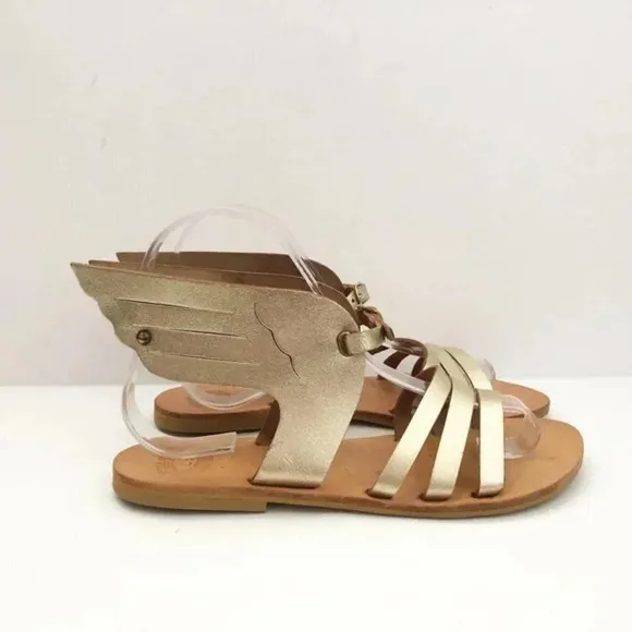 Gold Leather‎ Winged Greek Sandals Women’s Size 37 (US Women’s 6.5/7)