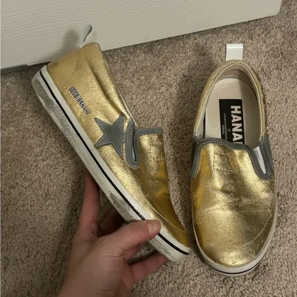 Golden Goose | Hanami Gold Metallic Leather Slip-on Sneakers Sz 35/5
