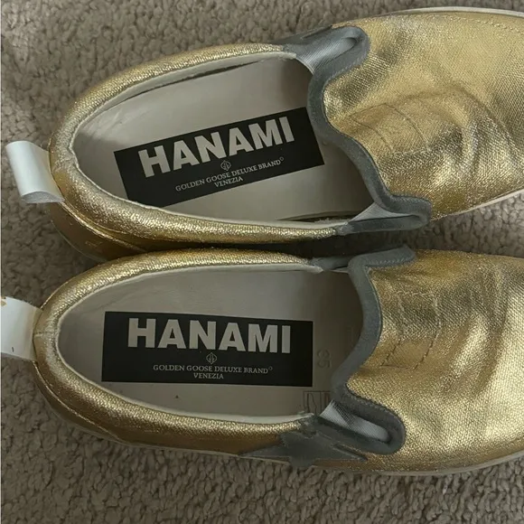 Golden Goose | Hanami Gold Metallic Leather Slip-on Sneakers Sz 35/5