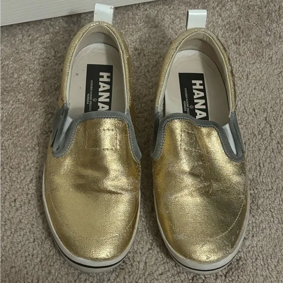 Golden Goose | Hanami Gold Metallic Leather Slip-on Sneakers Sz 35/5