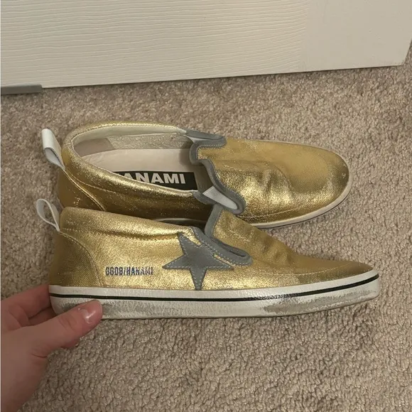 Golden Goose | Hanami Gold Metallic Leather Slip-on Sneakers Sz 35/5