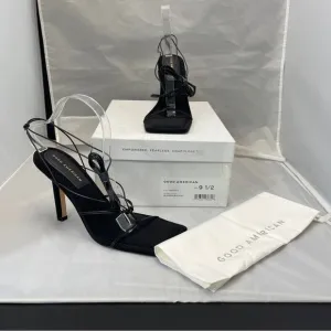 Good American Caged Slanted Sandal Heels Tie Up