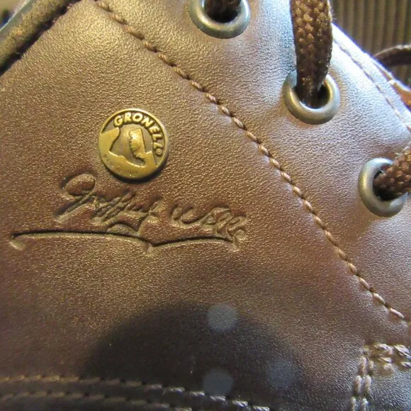 Gronell Mens Leather Hiking Oxford Shoes Sz 44 / 9.5 US Made in Italy Brown