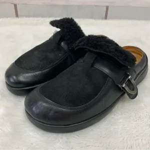 Haflinger Women's Black Leather Suede Slide On Shoes Clogs Size 38 / 7 US