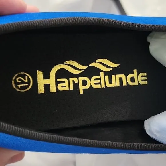 Harpelunde Blue Velvet Look Shoes with Shiny Tip, NIB, 12