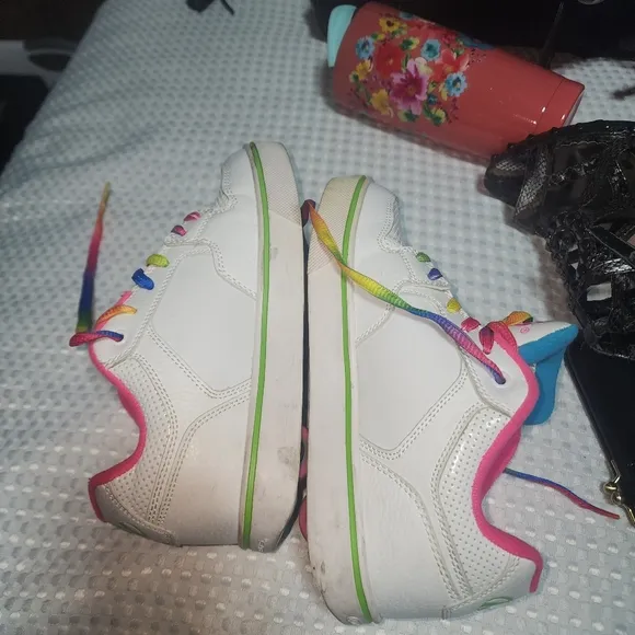 HEELYS EUC WOMENS SZ 6 YOUTH 5 MOTION PLUS RAINBOW HEELY SNEAKER SHOES