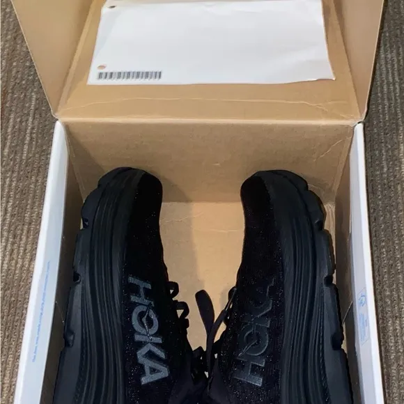 Hoka Black Athletic Shoes with Chunky Sole and Padded Collar