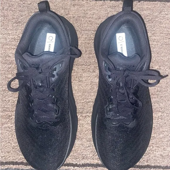 Hoka Black Athletic Shoes with Chunky Sole and Padded Collar