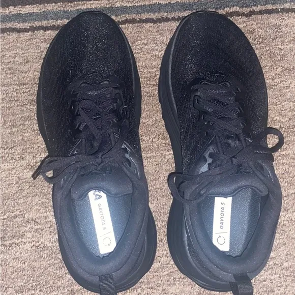 Hoka Black Athletic Shoes with Chunky Sole and Padded Collar
