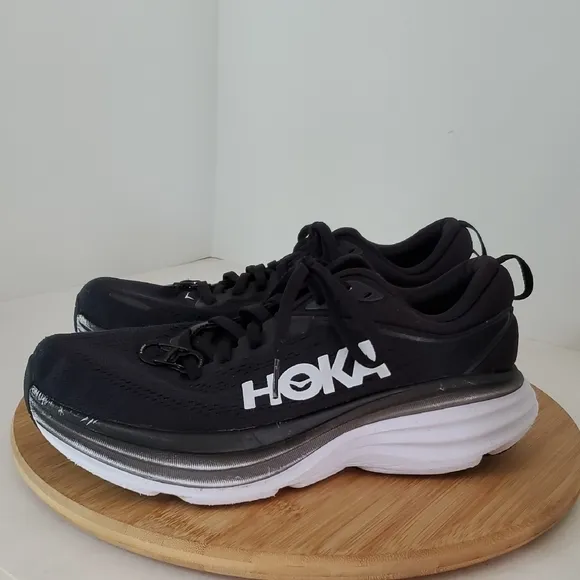 Hoka Bondi 8 Women's Black Running Shoes Size 8 Wide