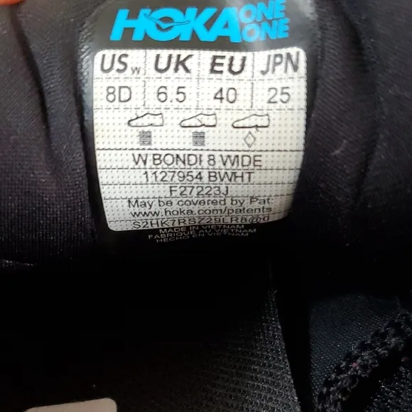 Hoka Bondi 8 Women's Black Running Shoes Size 8 Wide