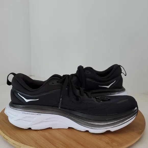 Hoka Bondi 8 Women's Black Running Shoes Size 8 Wide
