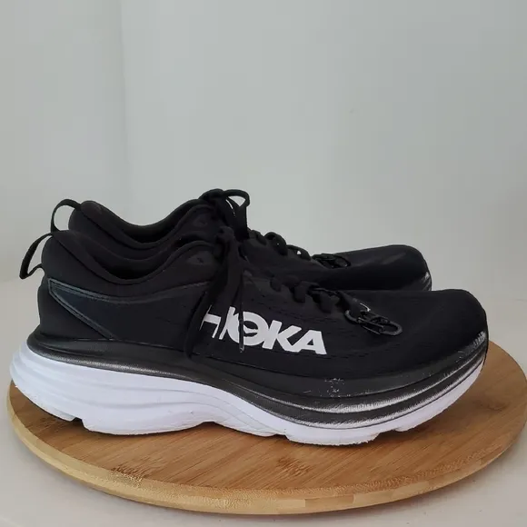 Hoka Bondi 8 Women's Black Running Shoes Size 8 Wide