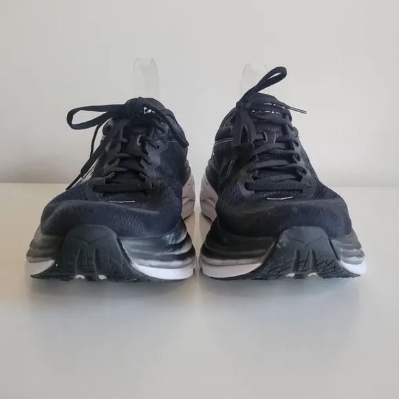Hoka One Bondi 8 Black Running Shoes Womens Size 10.5 Wide 1127954 BWHT