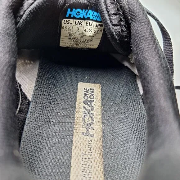 Hoka One One Arahi 5 2E Wide Black White Shoes 1115011 BWHT Men's Size 9.5 2E