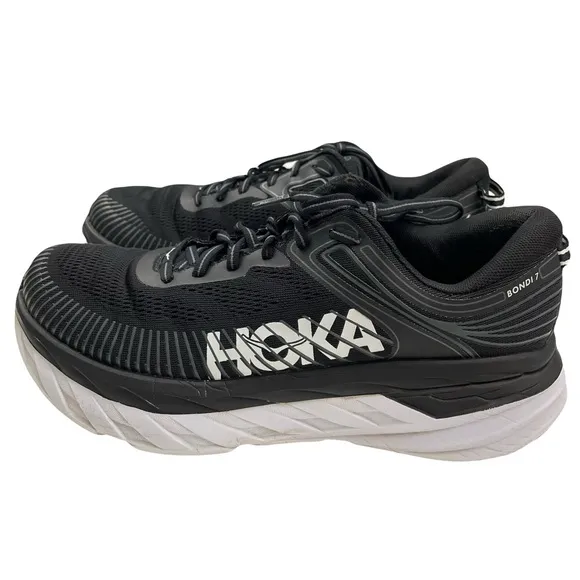 Hoka One One Bondi 7 Wide Mens Sneakers Running Shoes 10 2E Black