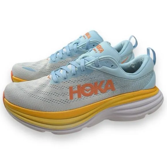 HOKA One One Bondi 8 Womens 8 WIDE Running Shoes Summer Song Country Air