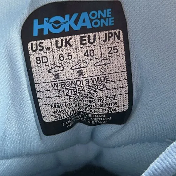 HOKA One One Bondi 8 Womens 8 WIDE Running Shoes Summer Song Country Air