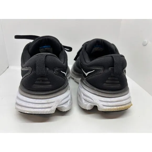 HOKA One One BONDI 8 Women's Size 7.5 D Wide Black White Athletic Sneakers Shoes