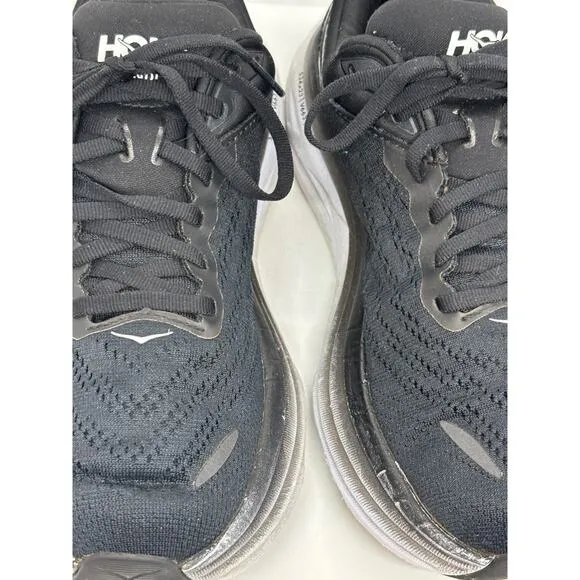 HOKA One One BONDI 8 Women's Size 7.5 D Wide Black White Athletic Sneakers Shoes