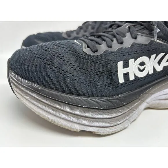 HOKA One One BONDI 8 Women's Size 7.5 D Wide Black White Athletic Sneakers Shoes
