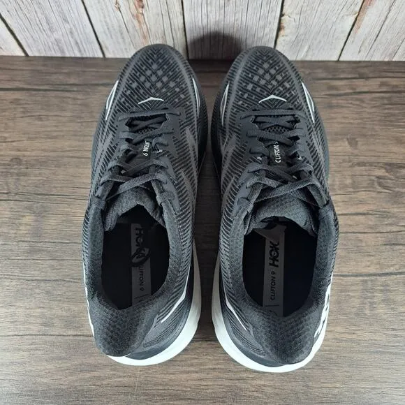 Hoka One One Clifton 9 Black White Men's Wide Sz 14 W (2E) Running Shoes (VGC)