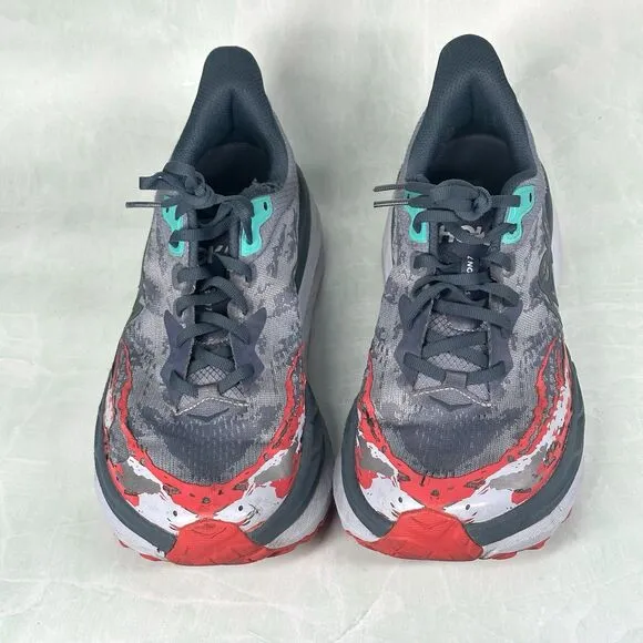 Hoka One One Shoes Mens Size 10.5 D Stinson 7 Trail Running Gray Red Hiking