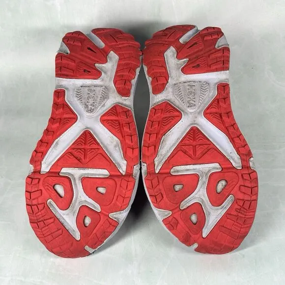 Hoka One One Shoes Mens Size 10.5 D Stinson 7 Trail Running Gray Red Hiking