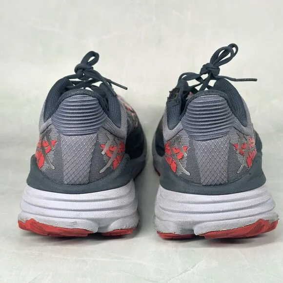 Hoka One One Shoes Mens Size 10.5 D Stinson 7 Trail Running Gray Red Hiking