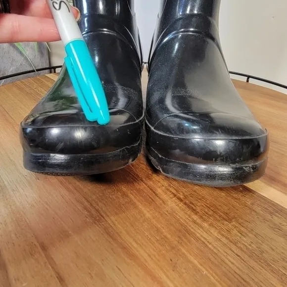 HUNTER Tall Original Rain Waterproof Boots, Black Gloss Women's Size 8