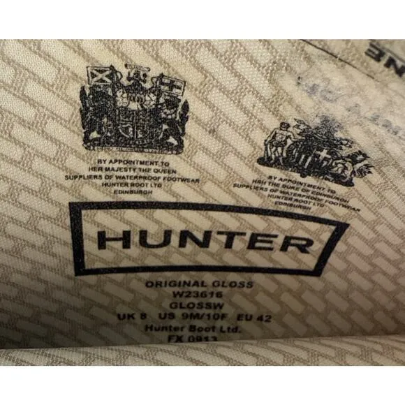 Hunter Womens OG Tall Navy Adjustable Gloss Waterproof Rain Boots SIZE 10 EUC