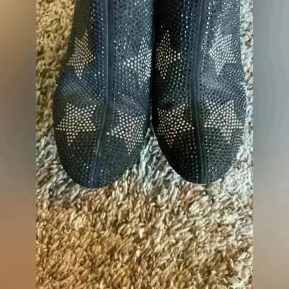 INC black ankle booties encrusted with crystals and stars size 6 1/2m bedazzled