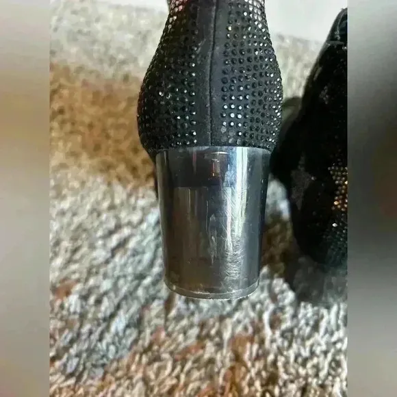 INC black ankle booties encrusted with crystals and stars size 6 1/2m bedazzled