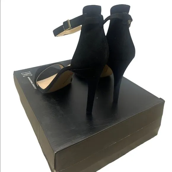 INC Womens Roriee Suede Ankle Strap Dress Sandals Black 10 Medium (B,M)