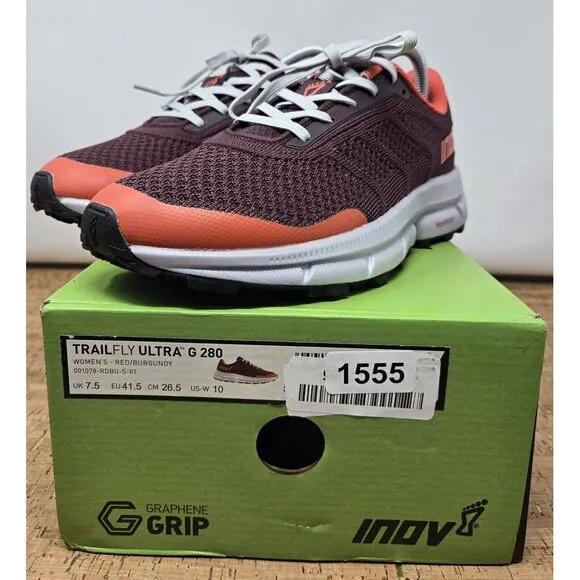 Inov-8 TrailFly Ultra G 280 Shoes Womens 10 Mens 8.5 Red Athletic Hiking Sneaker