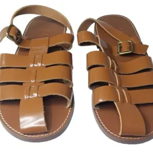 J CREW Fisherman Sandals in Shiny Spazzolato Leather Brown Sz 9  Women's Shoes