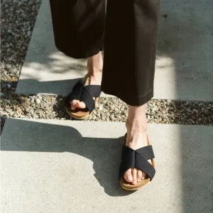 Jenni Kayne Cotton Crossover Black Sandals Size 37 Made In Italy