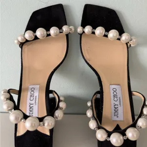 Jimmy Choo Black Pearl-Embellished Women's Sandals