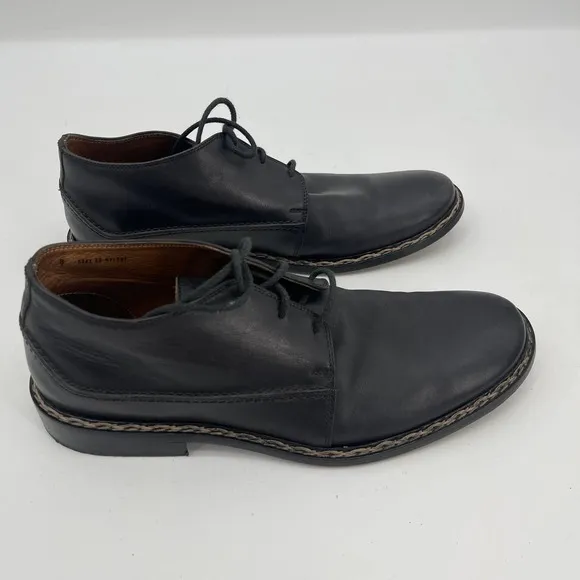 John Varvatos Black Leather Chukka Boots Shoes Mens 8 Lace Up Ankle