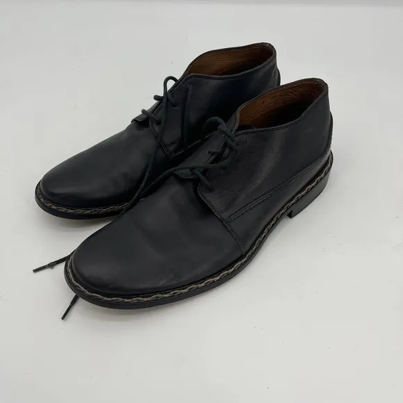 John Varvatos Black Leather Chukka Boots Shoes Mens 8 Lace Up Ankle
