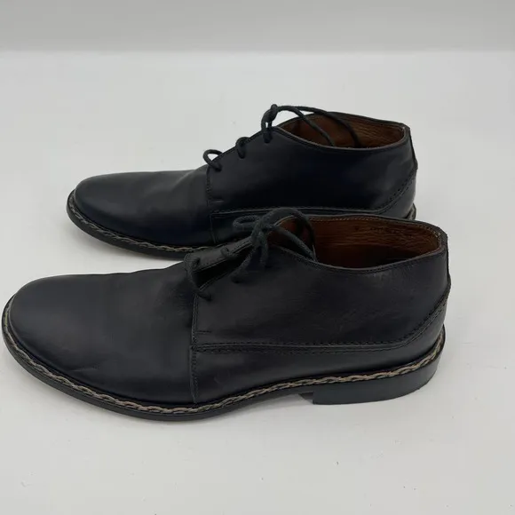 John Varvatos Black Leather Chukka Boots Shoes Mens 8 Lace Up Ankle
