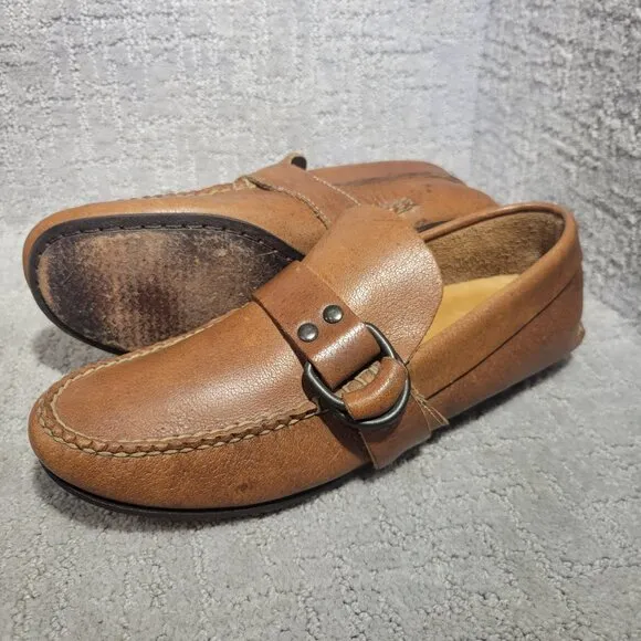 John Varvatos Men's Size 7.5M US Brown Leather Slip on loafer Shoes