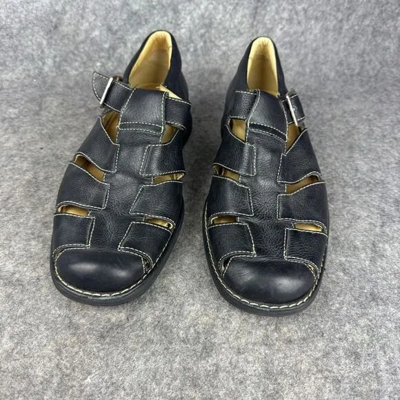 Johnston‎ &amp; Murphy Black Fisherman Sheepskin Mens Leather Sandals Size 9