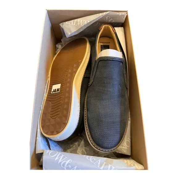 Johnston &amp; Murphy McGuffey Perforated Slip-OnNavy Oiled Leather NIB
