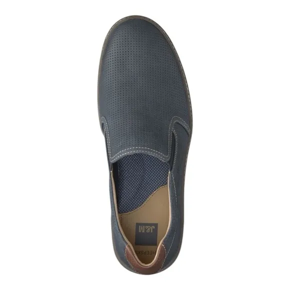 Johnston &amp; Murphy McGuffey Perforated Slip-OnNavy Oiled Leather NIB